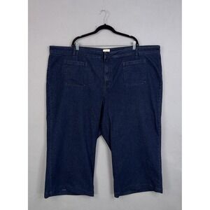 ELOQUII Jeans Womens Plus 28 Blue High Rise Wide Leg Crop Stretch Denim